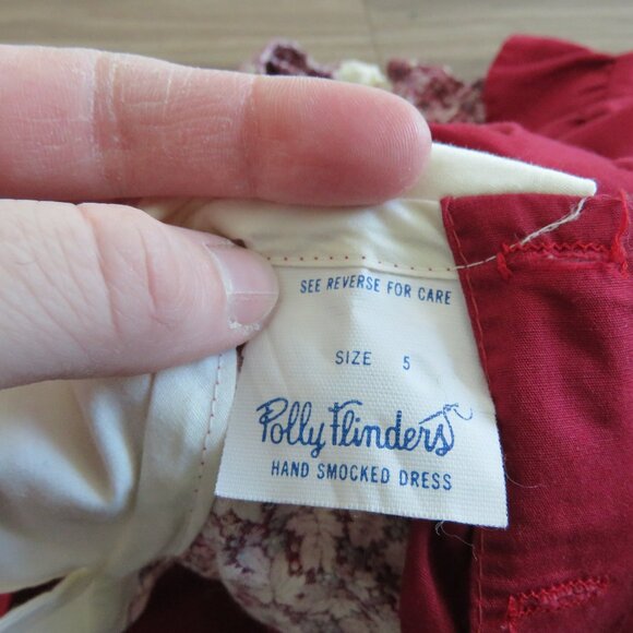 VINTAGE POLLY FLINDERS Smocked Floral Cottagecore Prairie Girl's Dress Church - Picture 13 of 13